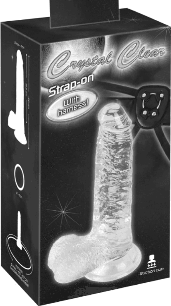 Strap On Crystal Clear 20 cm Trasparente con Harness Regolabile e Ventosa - 5
