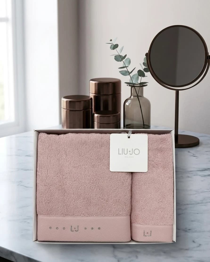 Asciugamani Lurex L.L ! Art. LB965B  coppia  Viso + Bidet in Spugna di Puro Cotone - 1