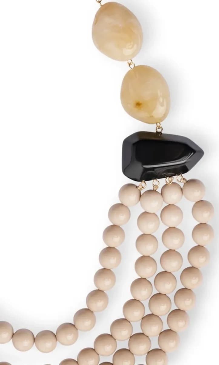 Collana multi filo con pietre in acrilico beige | MYA ACCESSORIES - 3