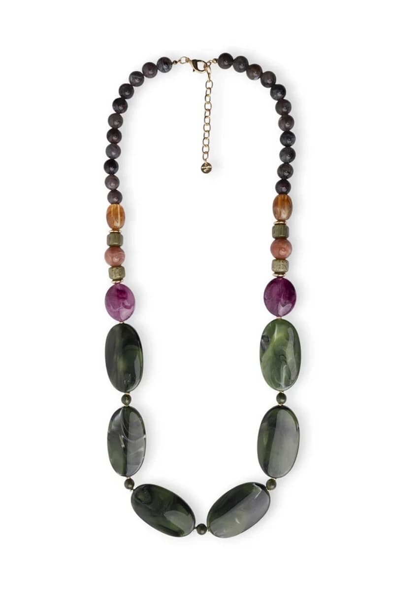 Collana con pietre in acrilico verde e grigio | MYA ACCESSORIES - 2
