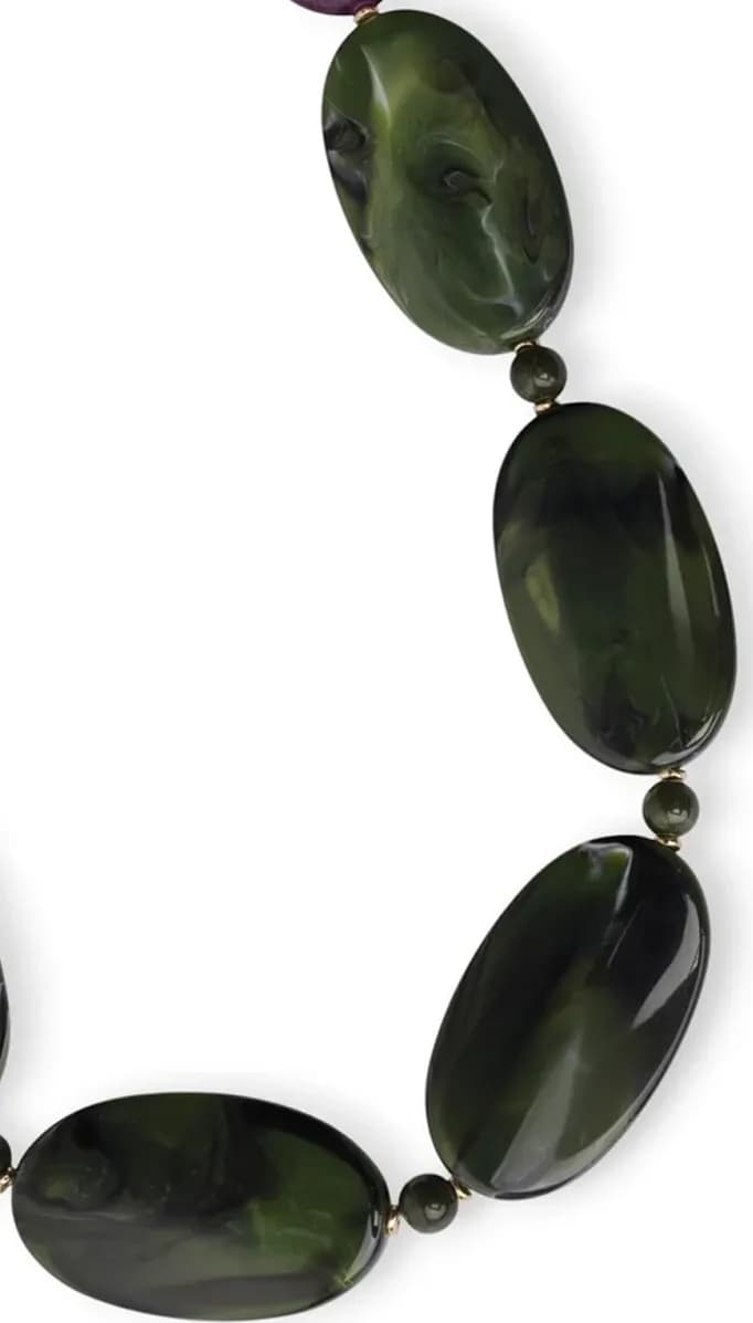 Collana con pietre in acrilico verde e grigio | MYA ACCESSORIES - 3