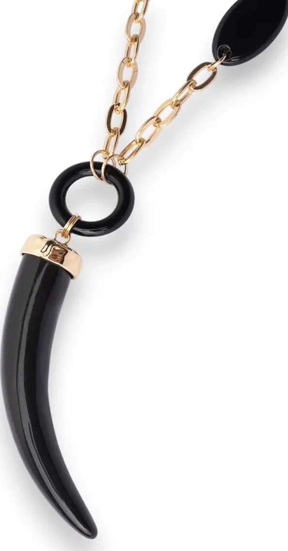 Collana a catena in alluminio con pendente a corno nero | MYA ACCESSORIES - 3