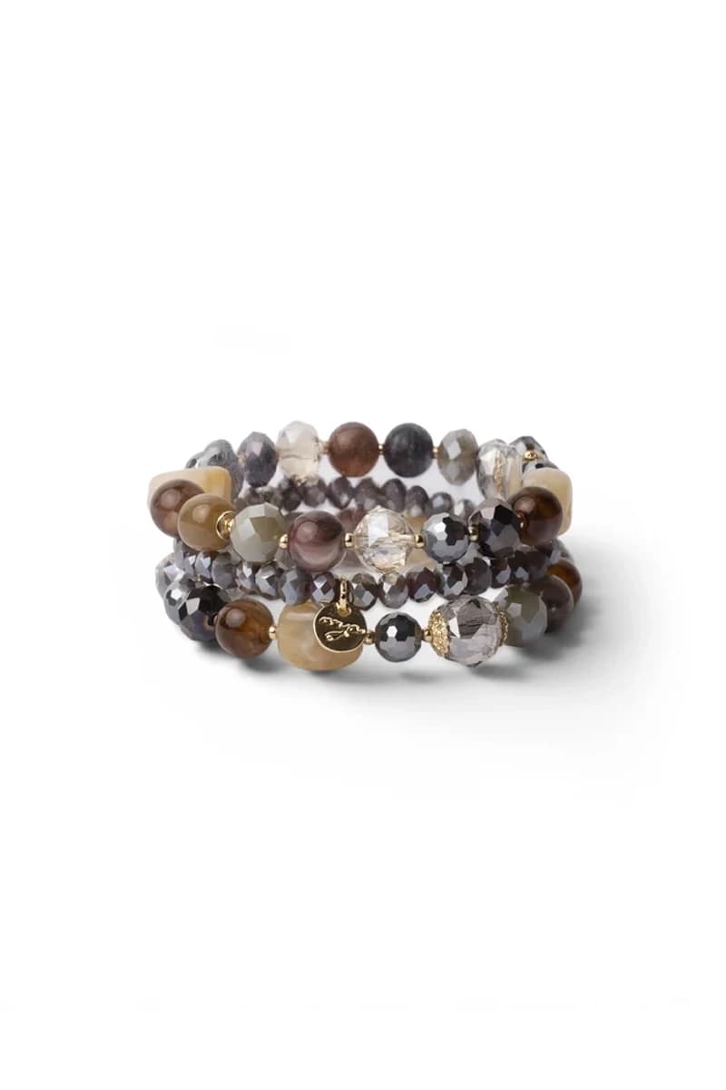 Bracciale elastico a tre fili beige | MYA ACCESSORIES - 2
