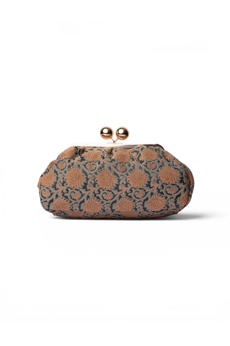 Borsetta in tessuto stampato con chiusura in metallo tono marrone e oro | MYA ACCESSORIES - 2