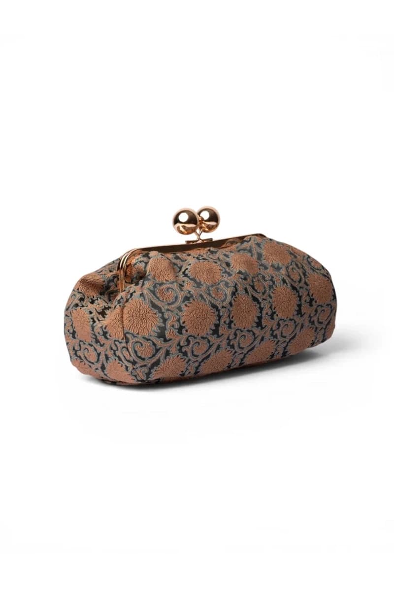 Borsetta in tessuto stampato con chiusura in metallo tono marrone e oro | MYA ACCESSORIES - 3