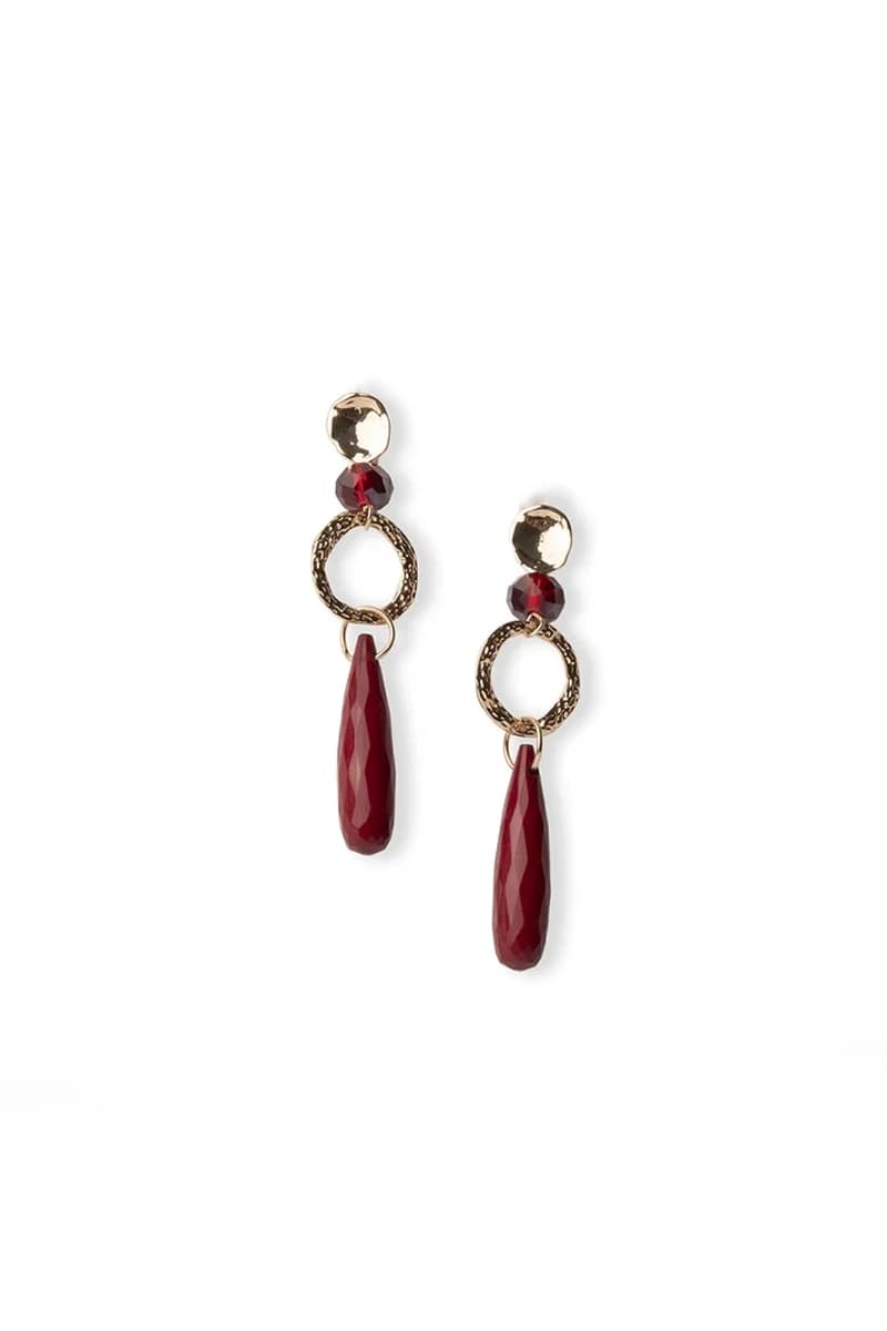 Orecchini pendenti a goccia lunga in metallo rosso | MYA ACCESSORIES - 2
