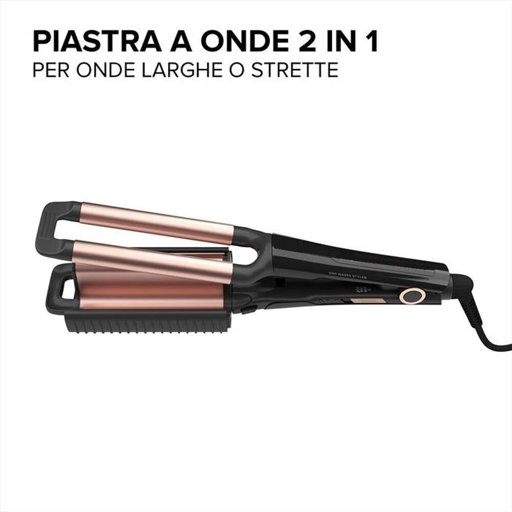 PIASTRA PER CAPELLI IN CERAMICA FUNZIONE 2IN1 GIREVOLE PER STYLER A ONDE LARGHE O STRETTE - 2