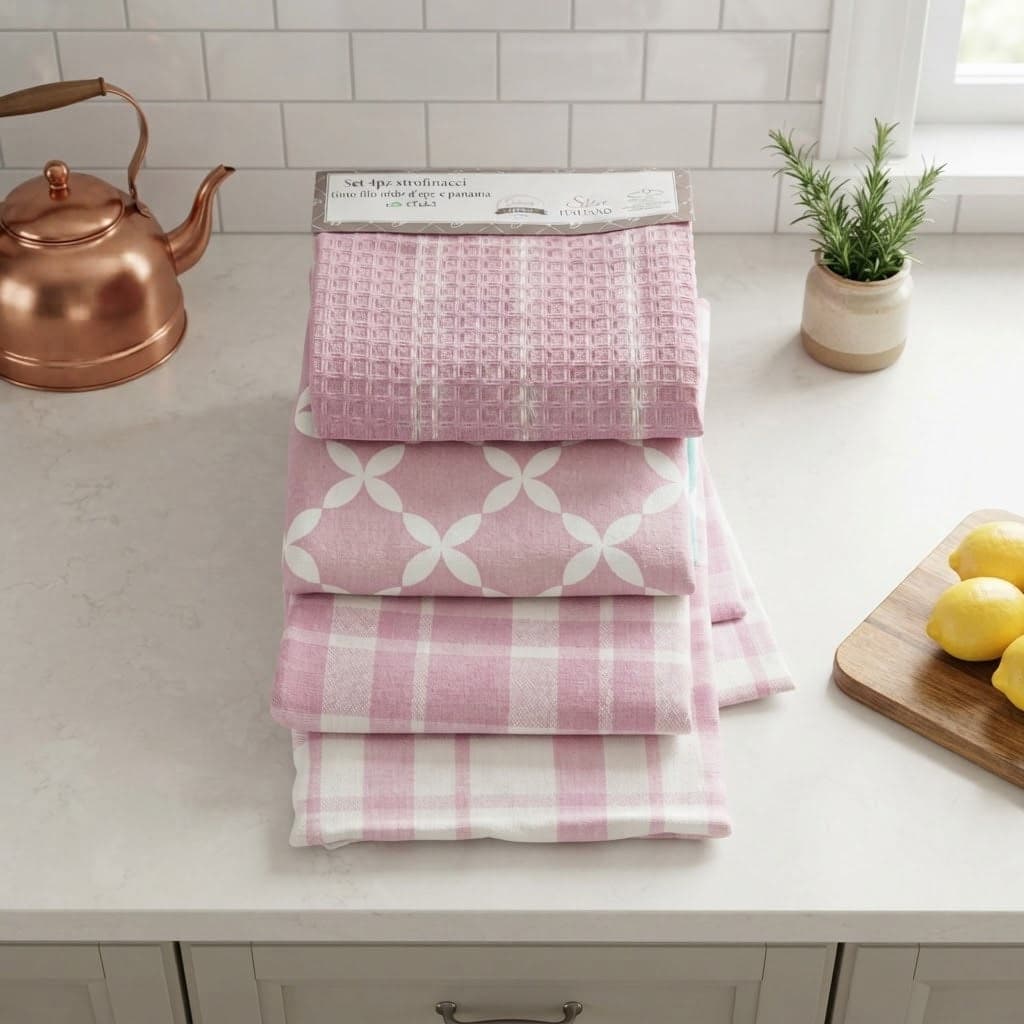 Set 4 Strofinacci Calypso Preziosa Home in Panama 100% Cotone 50×70 cm - 1