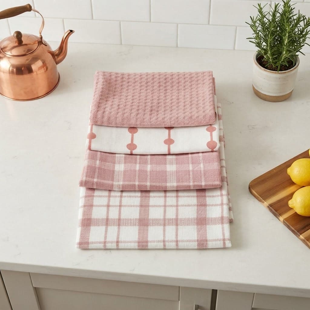 Set 4 Strofinacci Calypso Preziosa in Panama Stampato 50×70 cm - 1