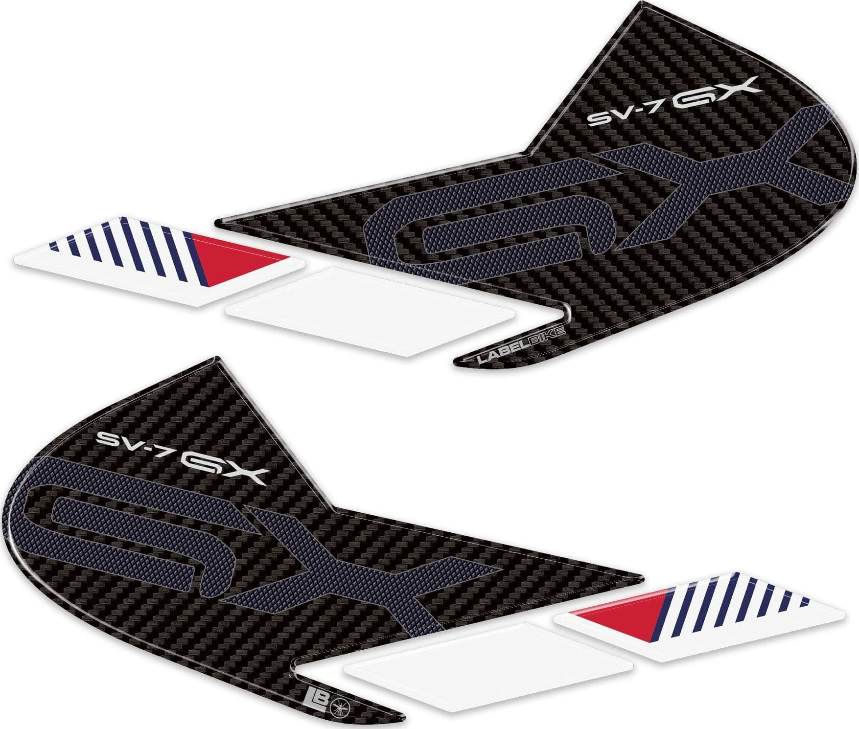 Adesivi 3D Laterali serbatoio moto compatibile con Suzuki SV-7 GX 2026 - 2