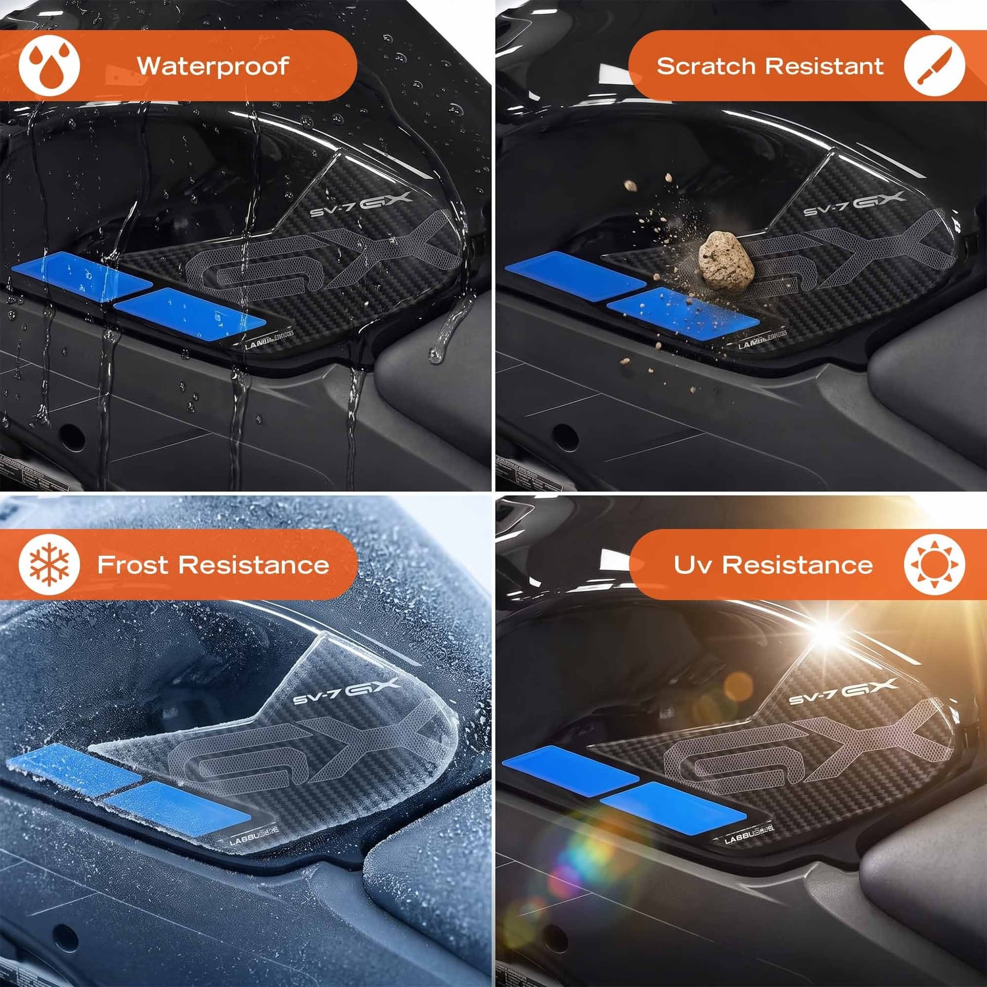 Adesivi 3D Laterali serbatoio moto compatibile con Suzuki SV-7 GX 2026 - 12