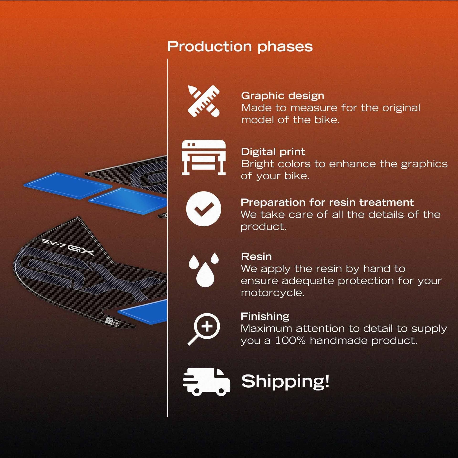 Adesivi 3D Laterali serbatoio moto compatibile con Suzuki SV-7 GX 2026 - 13