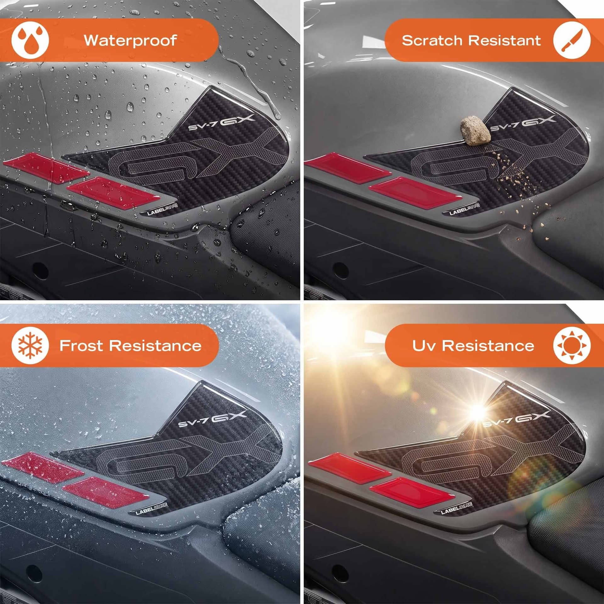 Adesivi 3D Laterali serbatoio moto compatibile con Suzuki SV-7 GX 2026 - 19