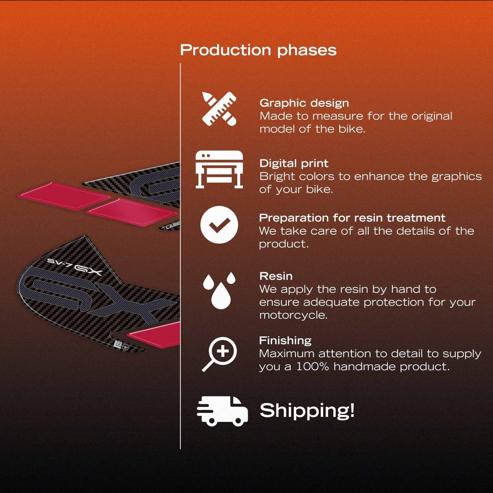 Adesivi 3D Laterali serbatoio moto compatibile con Suzuki SV-7 GX 2026 - 20
