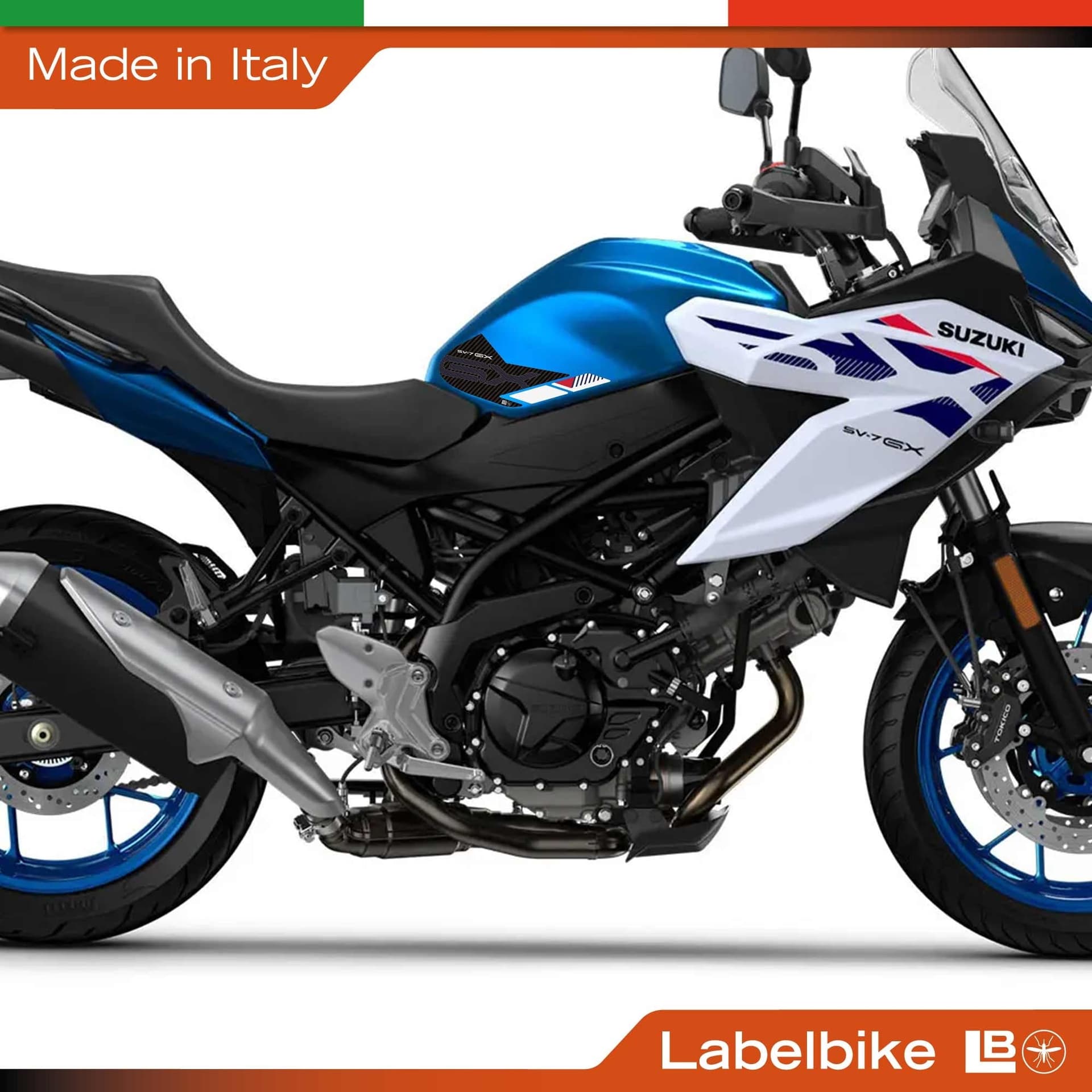 Adesivi 3D Laterali serbatoio moto compatibile con Suzuki SV-7 GX 2026 - 4