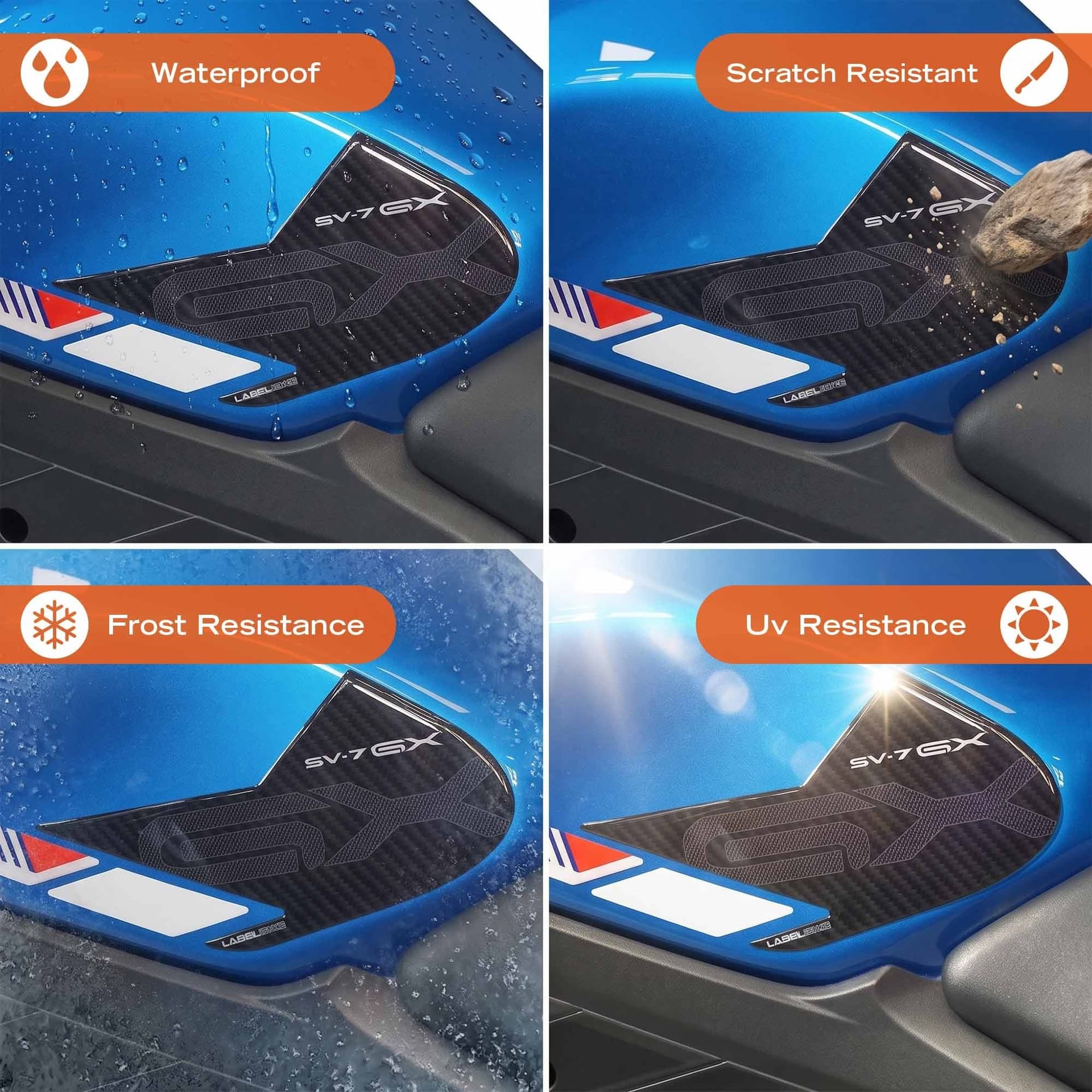 Adesivi 3D Laterali serbatoio moto compatibile con Suzuki SV-7 GX 2026 - 5