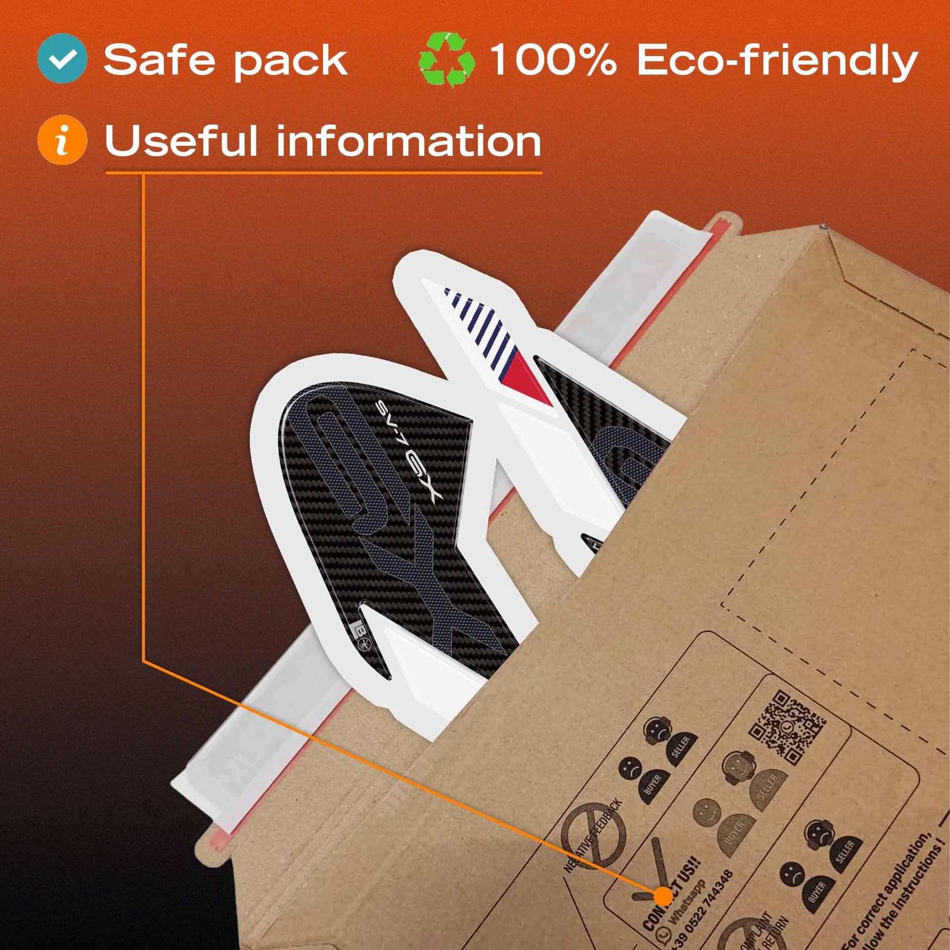Adesivi 3D Laterali serbatoio moto compatibile con Suzuki SV-7 GX 2026 - 7
