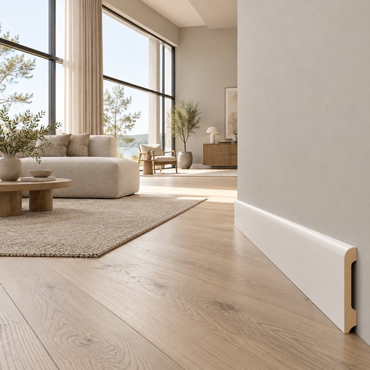 pacco da 132 ML di Battiscopa BC in POLIMERI EqualWood HI-TEC 80x15mm - BIANCO - 2
