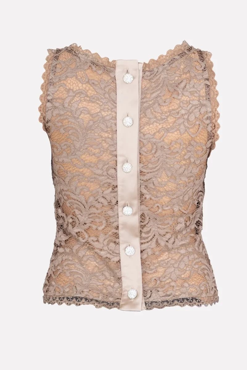 Top pizzo con bottoni gioiello | NO-NA' - 4