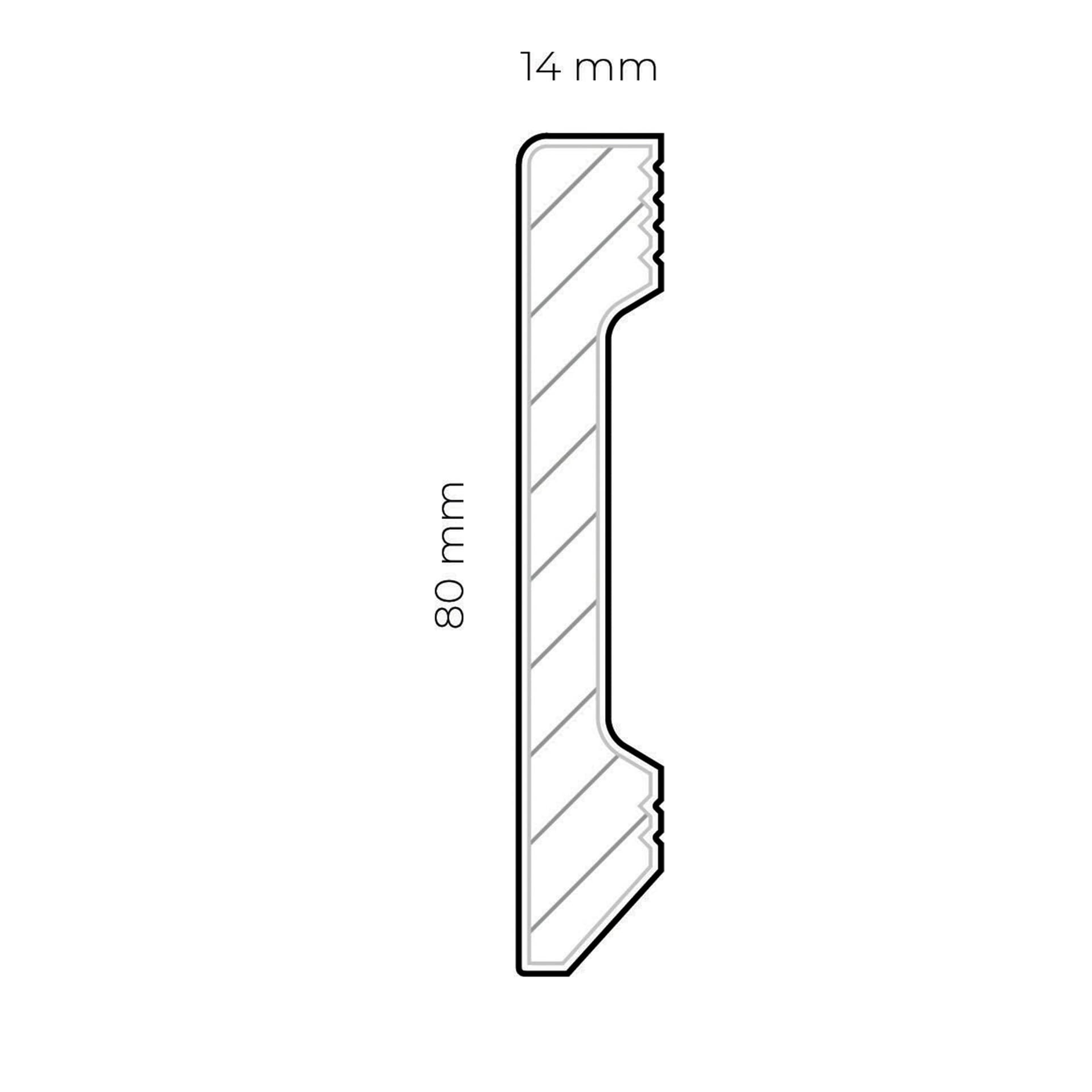 Battiscopa DRITTO in POLIMERI EqualWood HI-TEC 80x15mm - BIANCO (prezzo al metro) - 5