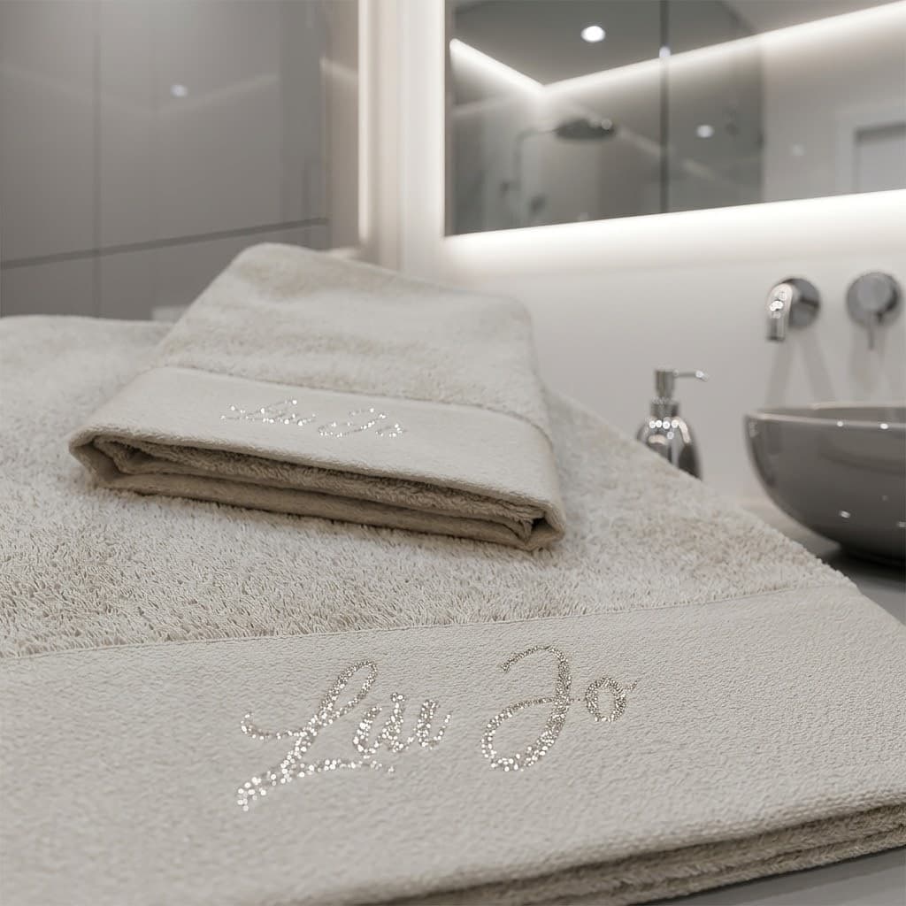 Asciugamani Lurex Liu Jo Art. LB0069 Coppia Viso + Bidet in Spugna di Puro Cotone - 4