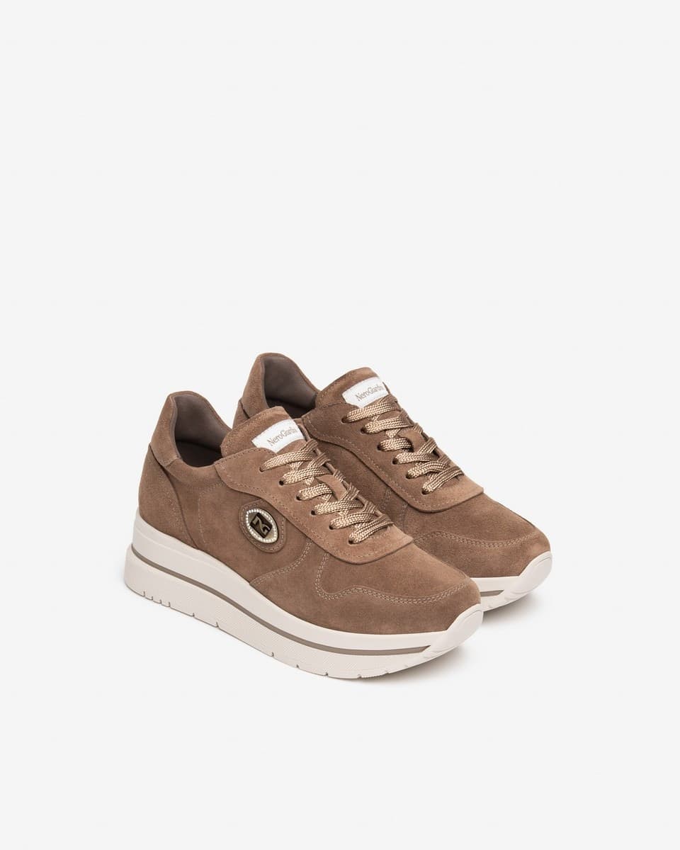 Nero Giardini sneakers da donna in pelle scamosciata mou beige I617362D442 - 2