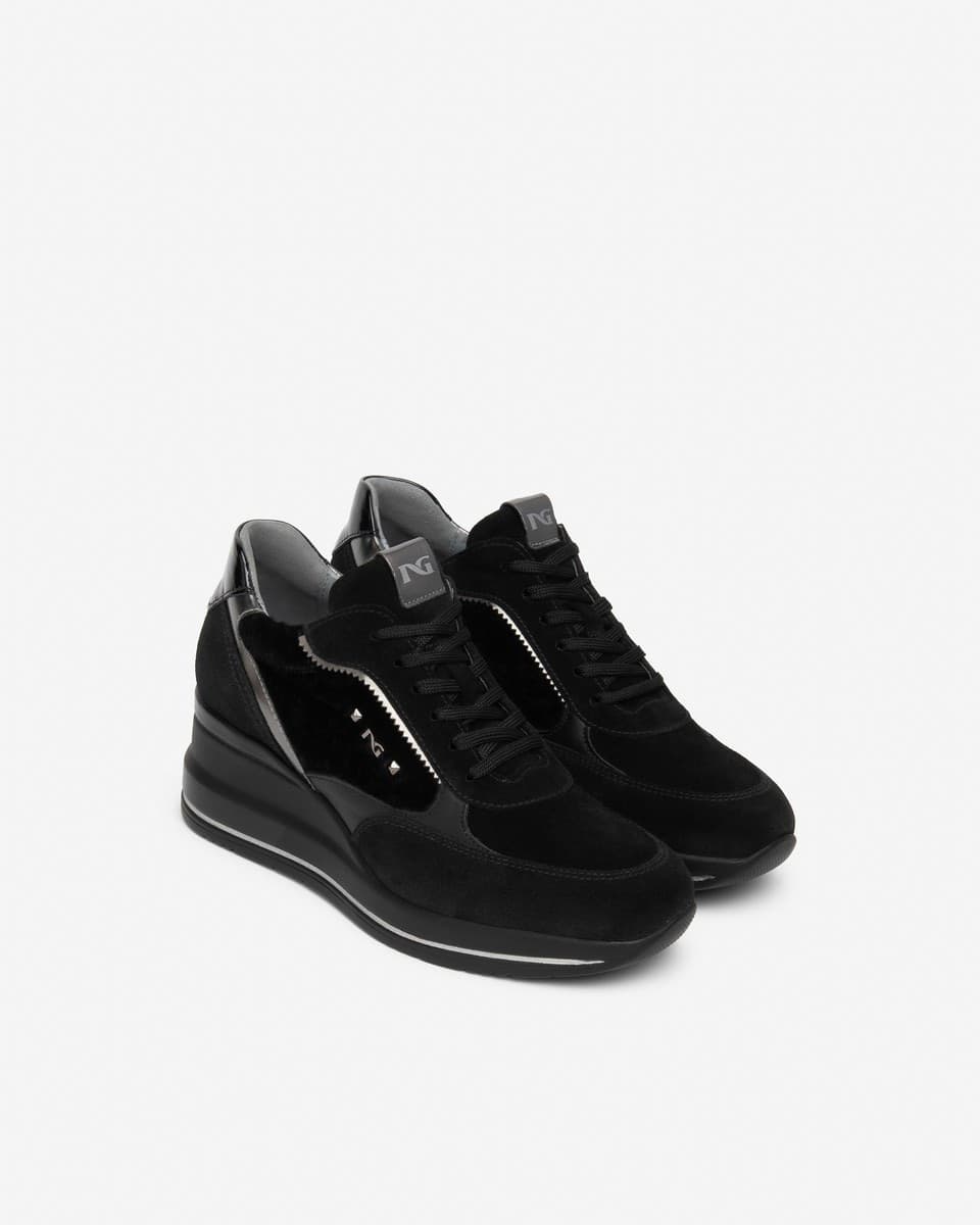 Nero Giardini sneakers da donna in pelle scamosciata e pelle verniciata nero I617391D100 - 2