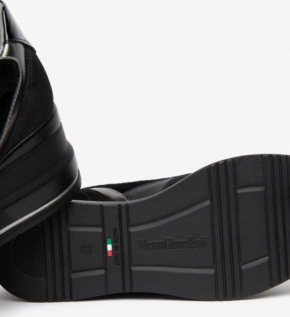 Nero Giardini sneakers da donna in pelle scamosciata e pelle verniciata nero I617391D100 - 4