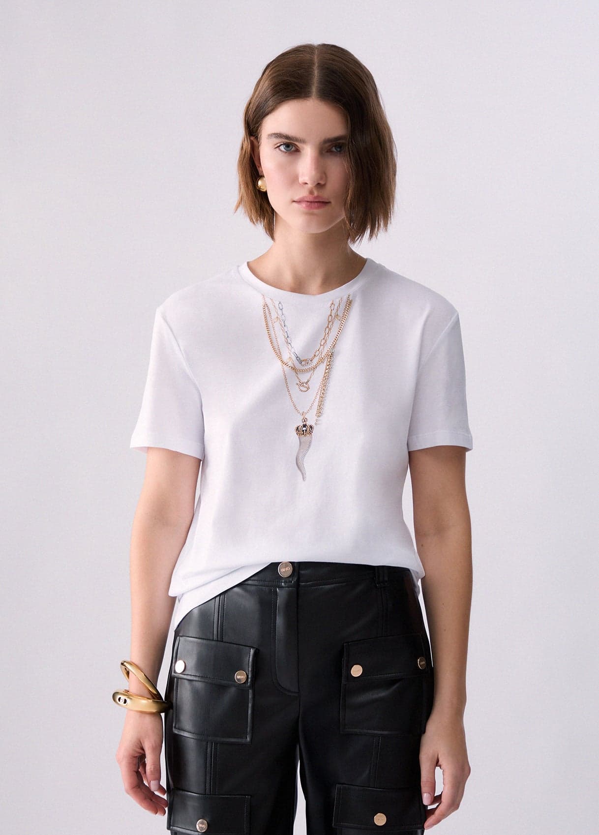 LIU JO  T-Shirt WF6079-JS923 – BIANCO LIUJO CHAINS (Q9698)