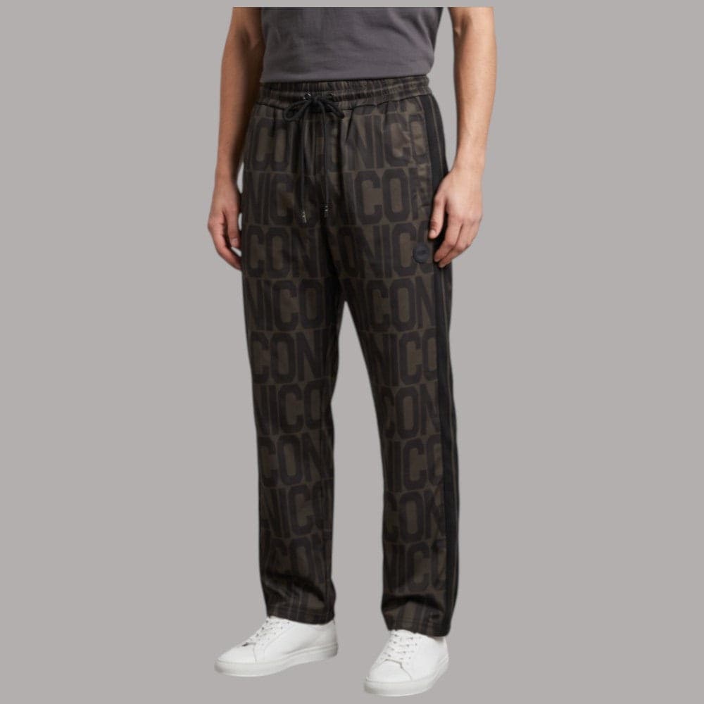 Pantalone ICON con logo ripetuto e bandina laterale – Verde