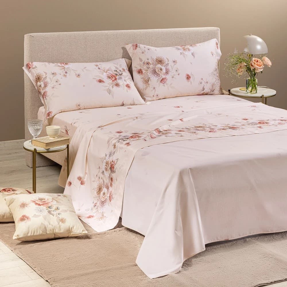 Lenzuola Fantasia Villa d'Este ! Caleffi Floreale in Raso di Cotone 250x280 cm - Set Letto 2 Piazze - 2