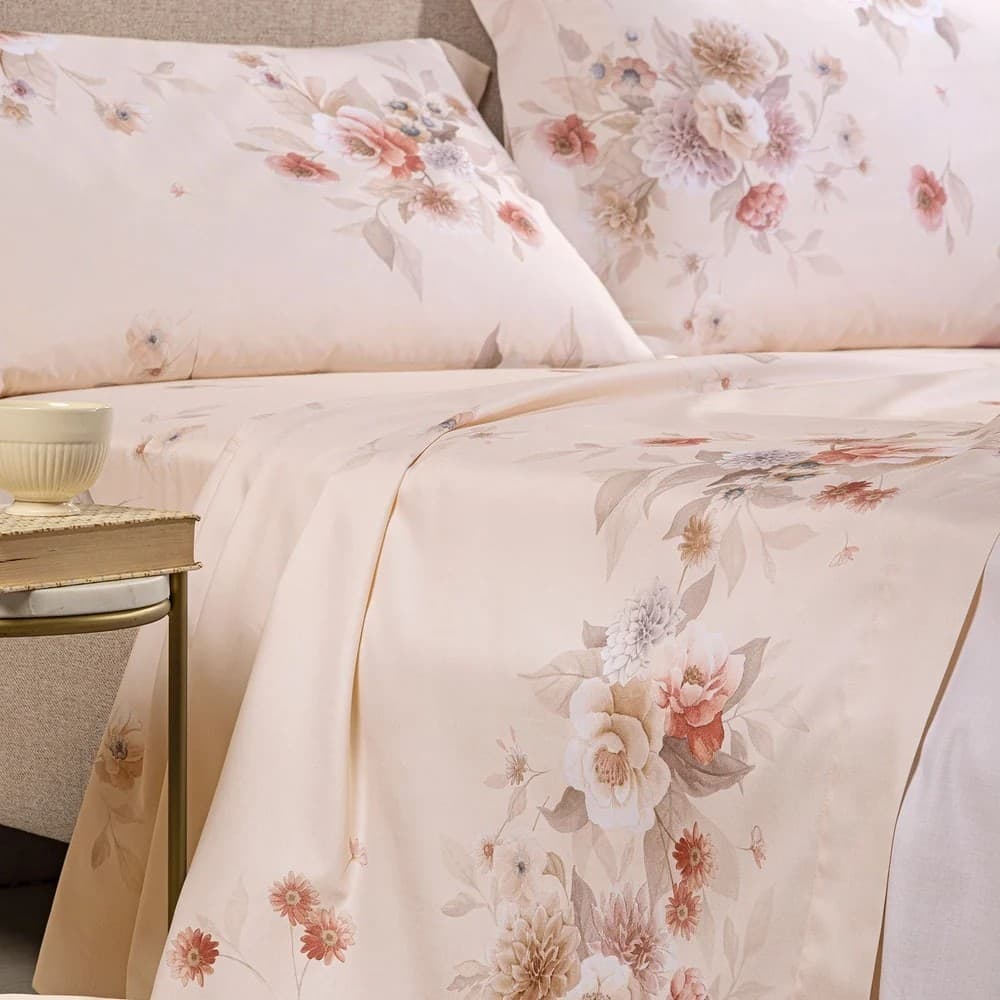 Lenzuola Fantasia Villa d'Este ! Caleffi Floreale in Raso di Cotone 250x280 cm - Set Letto 2 Piazze - 3