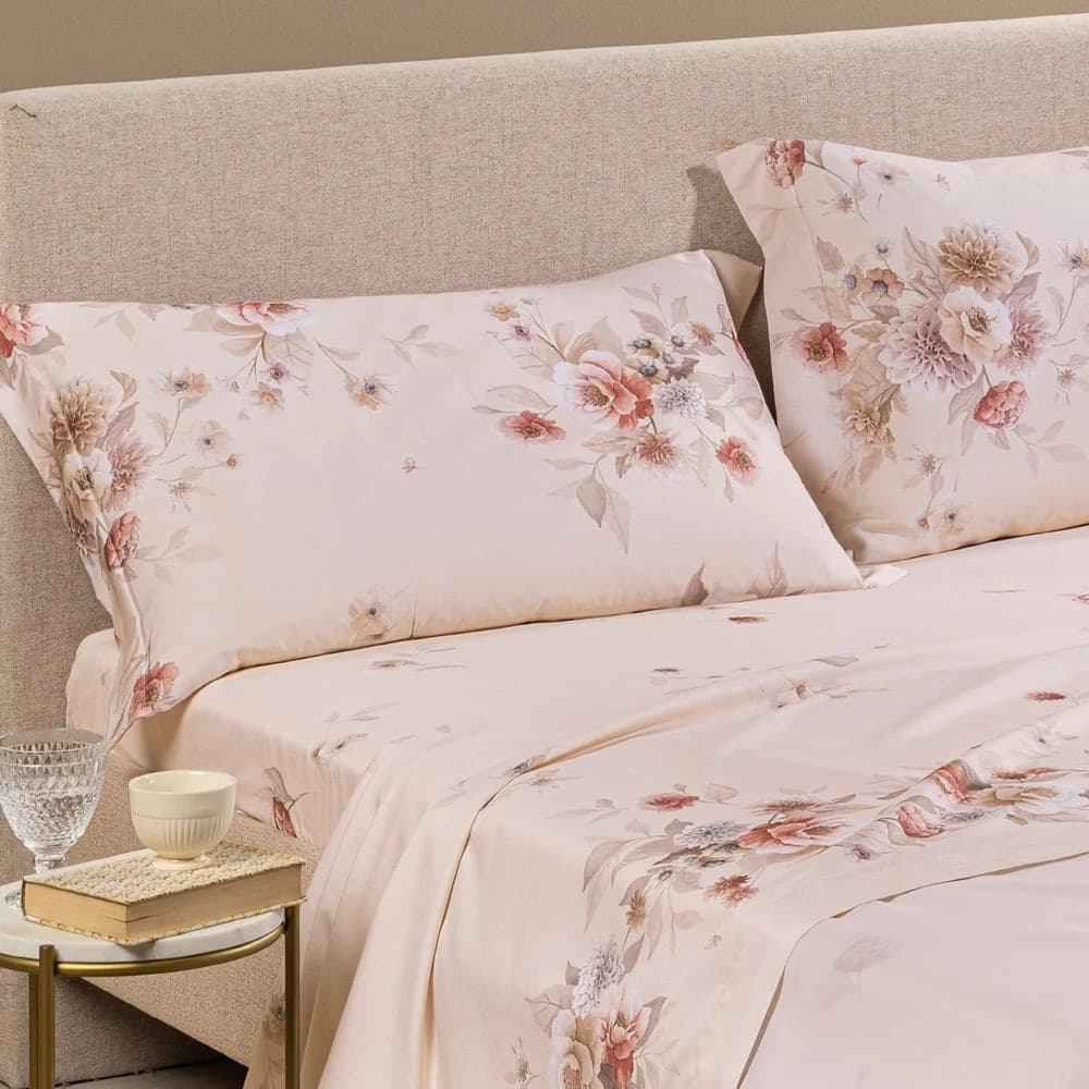 Lenzuola Fantasia Villa d'Este ! Caleffi Floreale in Raso di Cotone 250x280 cm - Set Letto 2 Piazze - 4