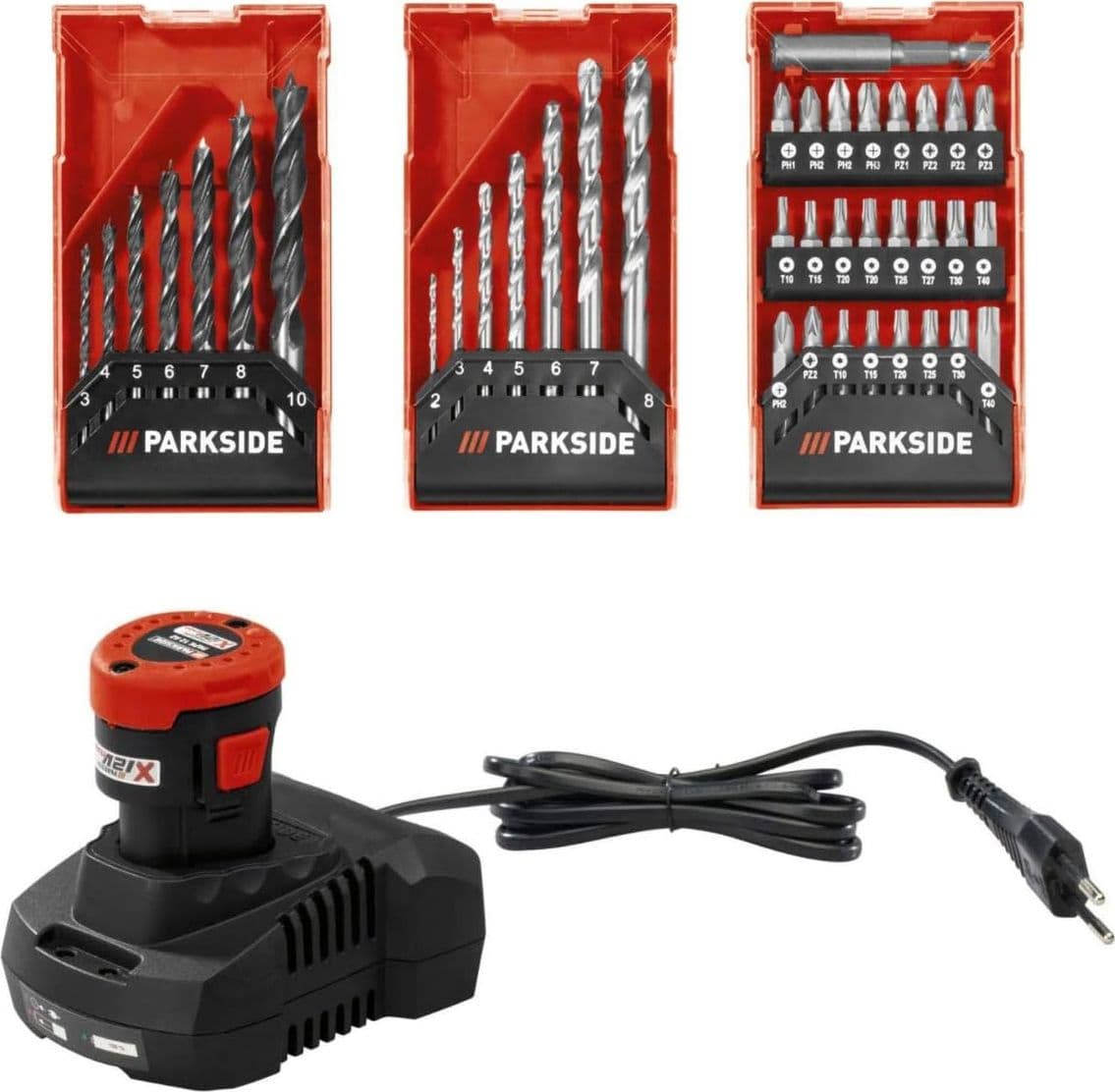 Set Avvitatore a Batteria 12V PARKSIDE PERFORMANCE PBSPA 12 E4 Brushless con Caricatore Batteria Litio 2A Punte Inserti e Accessori - 3