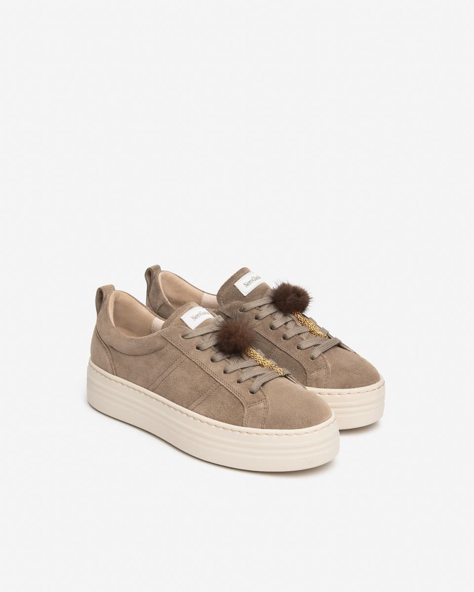 Nero Giardini sneakers donna in camoscio castoro color beige I617441D405 - 2