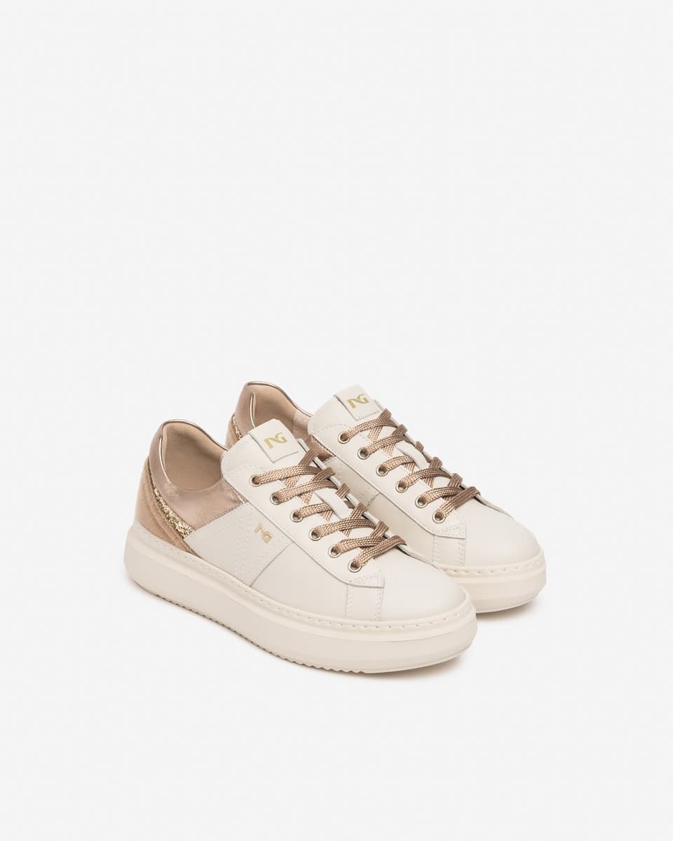 Nero Giardini sneakers donna in pelle e materiale tecnico colore milk beige I617430D710 - 2