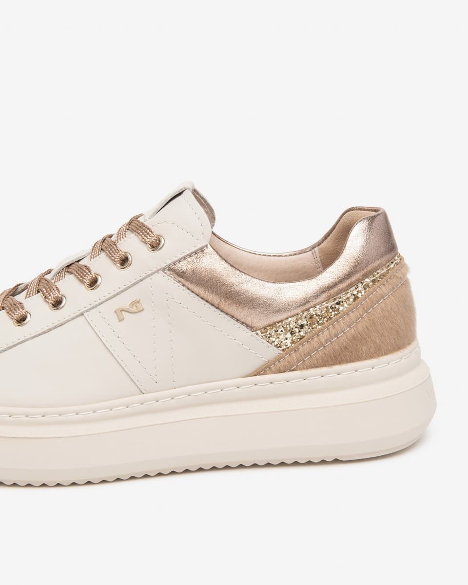 Nero Giardini sneakers donna in pelle e materiale tecnico colore milk beige I617430D710 - 3