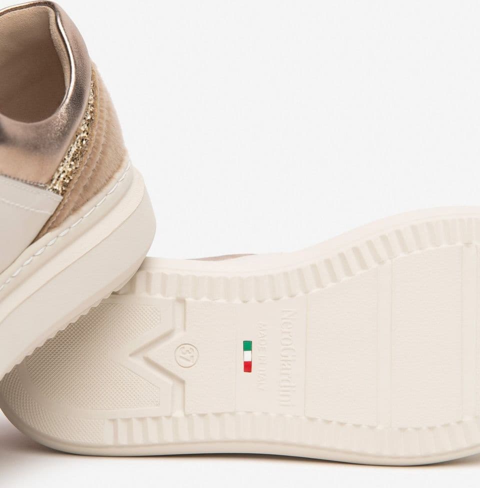 Nero Giardini sneakers donna in pelle e materiale tecnico colore milk beige I617430D710 - 4