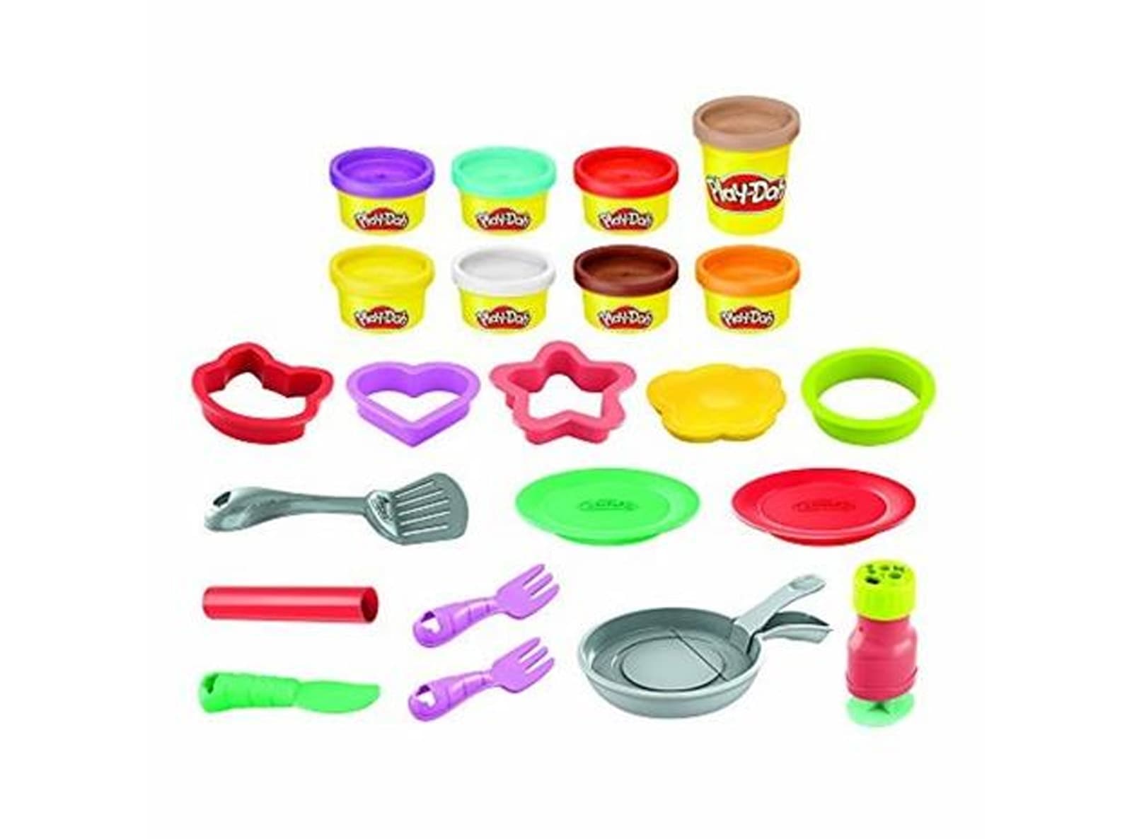 Play-Doh Kitchen Creations Flip 'n Pancakes Set per i Pancake con 8 Barattoli di Plastilina Colorata e 14 Accessori Gioco Regalo per Bambini dai 3 Anni in Su - 2