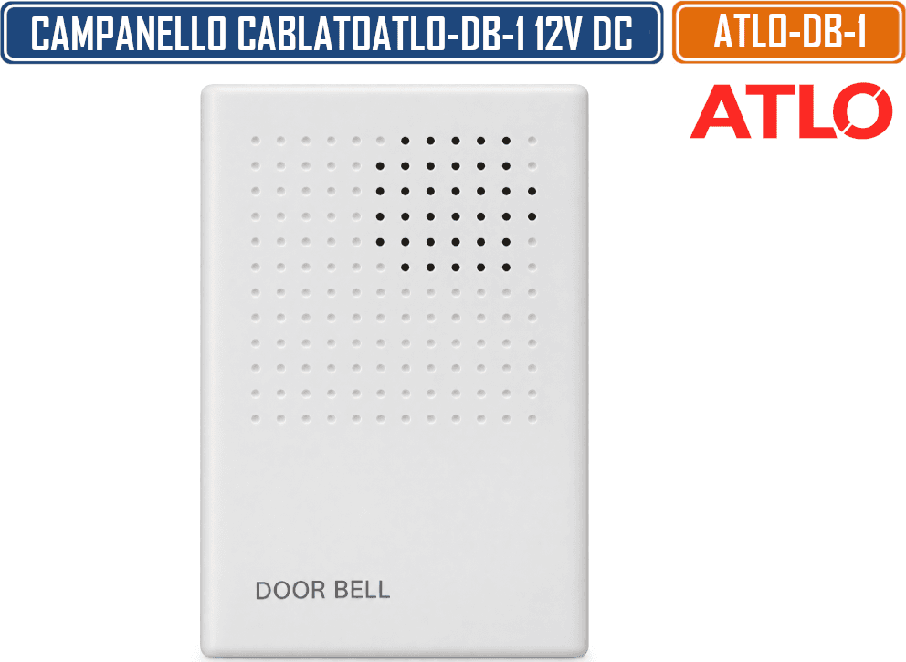 CAMPANELLO CABLATO ATLO-DB-1 12V DC IP40 – SEGNALATORE ACUSTICO PER CASA, UFFICIO E SISTEMI DI CHIAMATA - 4