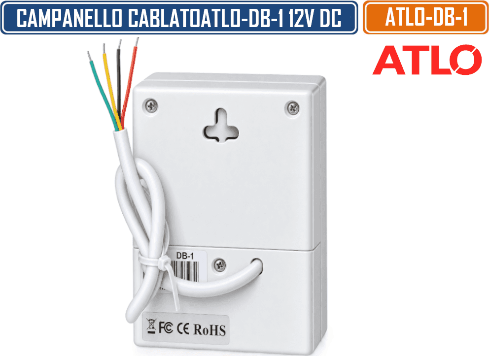 CAMPANELLO CABLATO ATLO-DB-1 12V DC IP40 – SEGNALATORE ACUSTICO PER CASA, UFFICIO E SISTEMI DI CHIAMATA - 5