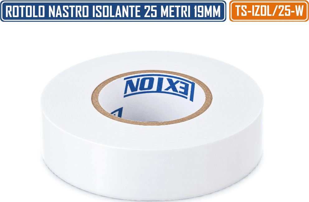 CONFEZIONE 5 PEZZI NASTRO ISOLANTE IN PVC BIANCO 19 MM X 25 M SPESSORE 0,13 MM - 2