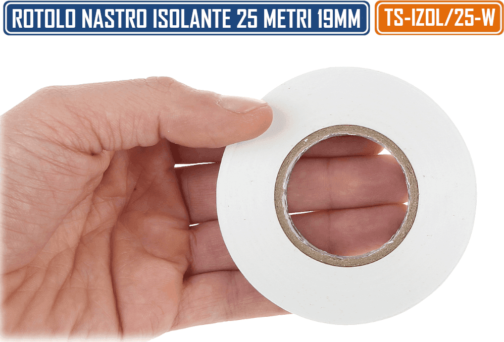 CONFEZIONE 5 PEZZI NASTRO ISOLANTE IN PVC BIANCO 19 MM X 25 M SPESSORE 0,13 MM - 3