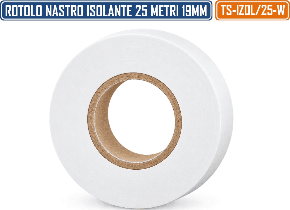 CONFEZIONE 5 PEZZI NASTRO ISOLANTE IN PVC BIANCO 19 MM X 25 M SPESSORE 0,13 MM - 4