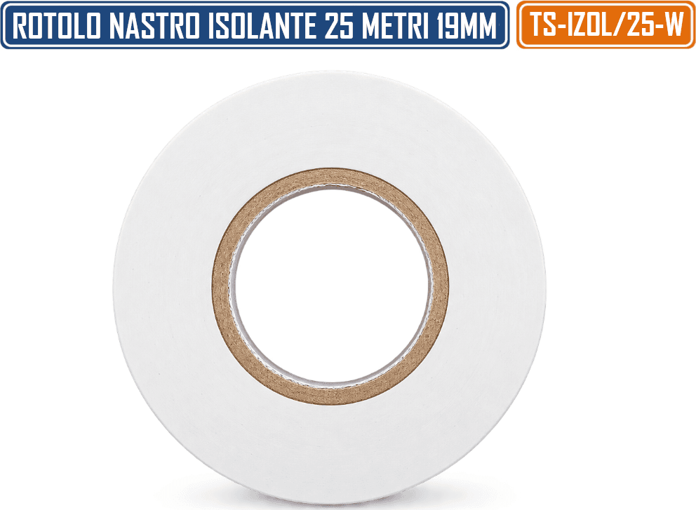 CONFEZIONE 5 PEZZI NASTRO ISOLANTE IN PVC BIANCO 19 MM X 25 M SPESSORE 0,13 MM - 5