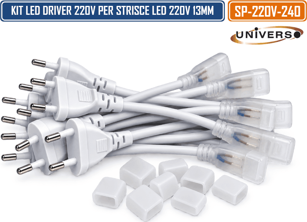 KIT 10 PEZZI DRIVER CON SPINA AC 220V PER STRISCE LED 220V 13 MM – SP-220V-240 - 2