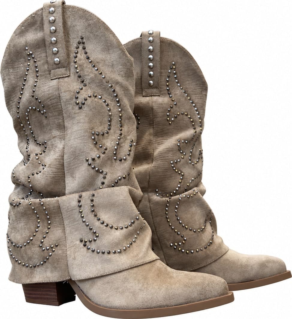 Calzature Durello texani donna beige con borchie - 2
