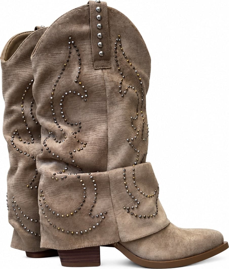 Calzature Durello texani donna beige con borchie - 3