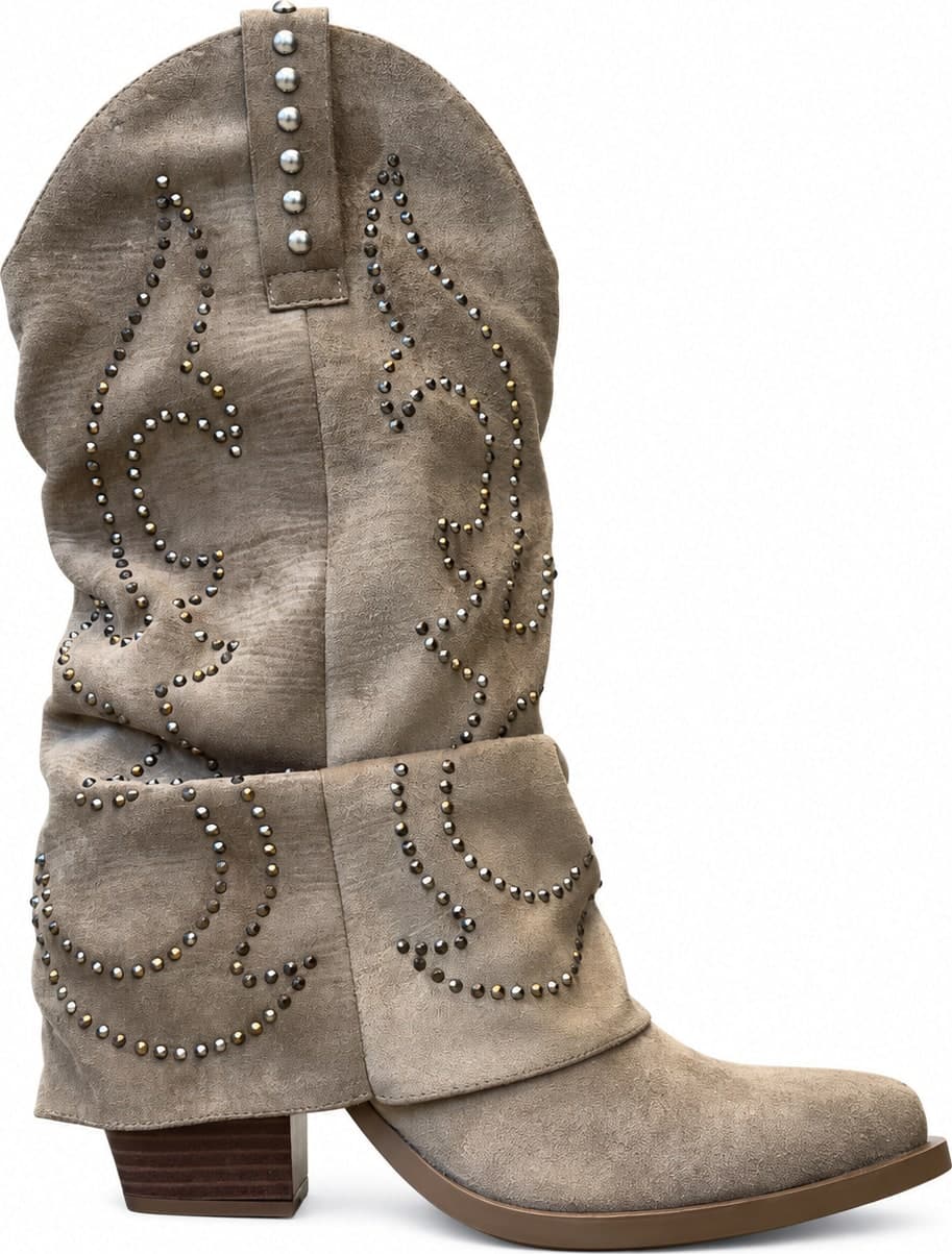 Calzature Durello texani donna beige con borchie - 4
