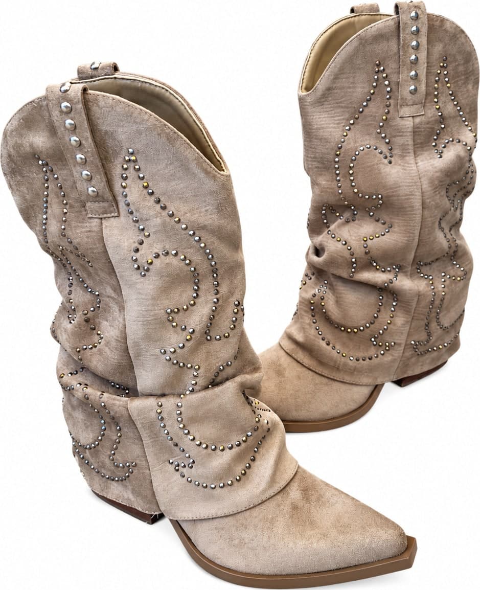 Calzature Durello texani donna beige con borchie - 6
